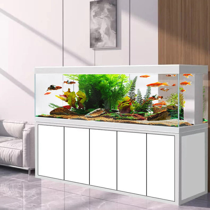 Aqua Dream Tempered Glass Aquarium 400 Gallon Fish Tank Complete Set White Silver