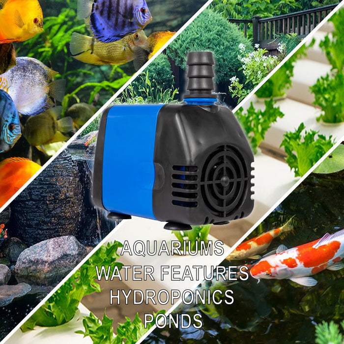 Aqua Dream 265 GPH Submersible Fountain Pond Aquarium Water Pump