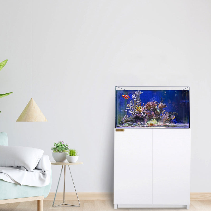 Aqua Dream 115 Gallon Coral Reef Aquarium Ultra Clear Glass Tank & Built in Sump All White