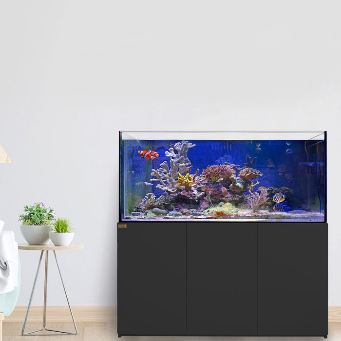 Aqua Dream 185 Gallon Coral Reef Aquarium Ultra Clear Glass Tank & Built in Sump All Black