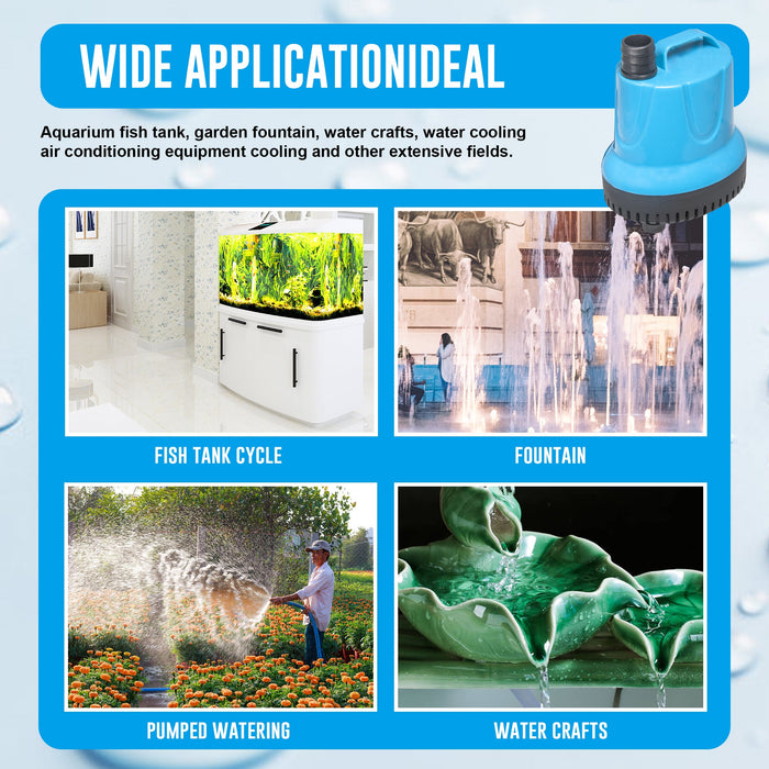 Aqua Dream 924 GPH Bottom Feed Submersible Water Pump - 75W Energy Efficient, Low-Suction