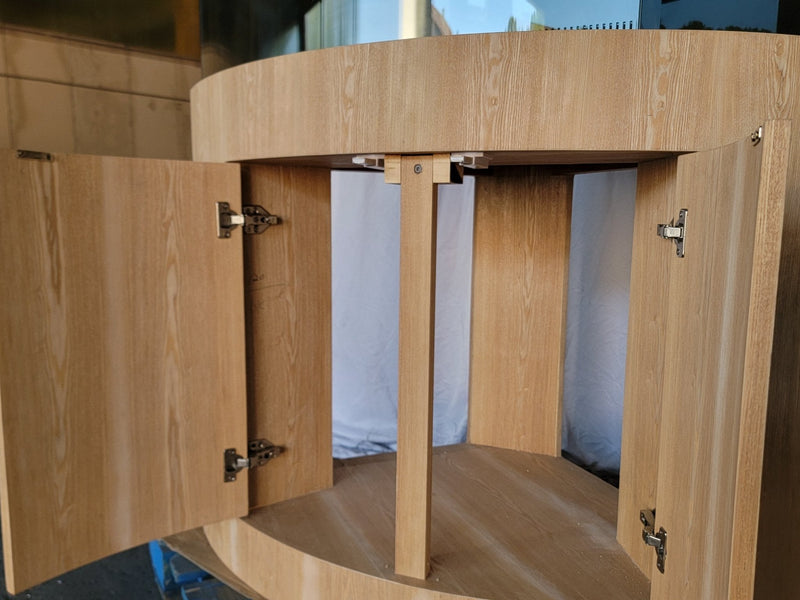 AQUA VIM *BLACK* 90g Corner 1/4 Cylinder Glass Aquarium Set in Flush Wood Furniture