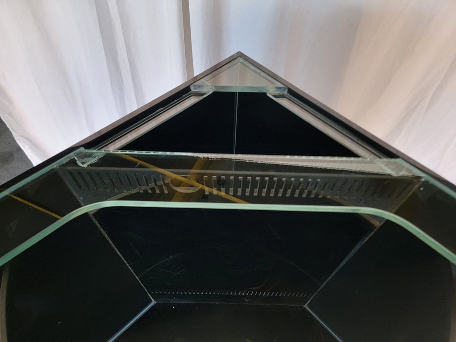 AQUA VIM *BLACK* 90g Corner 1/4 Cylinder Glass Aquarium Set in Flush Wood Furniture