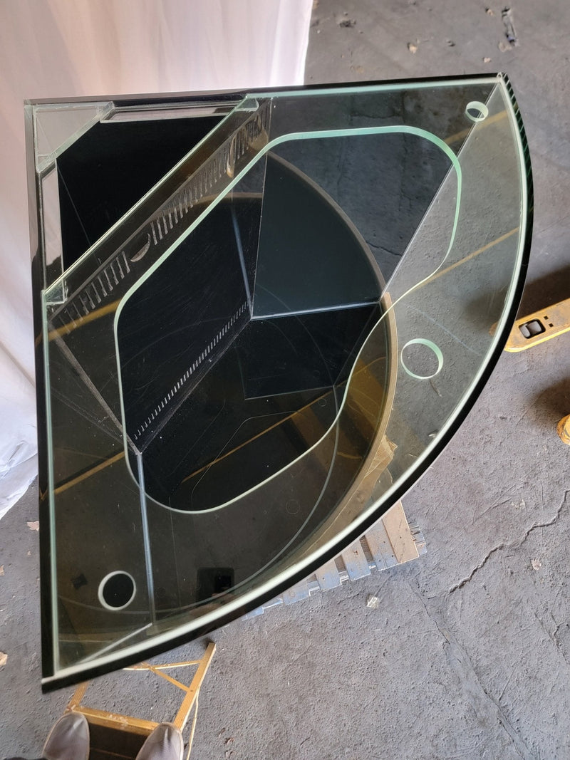 AQUA VIM *BLACK* 90g Corner 1/4 Cylinder Glass Aquarium Set in Flush Wood Furniture