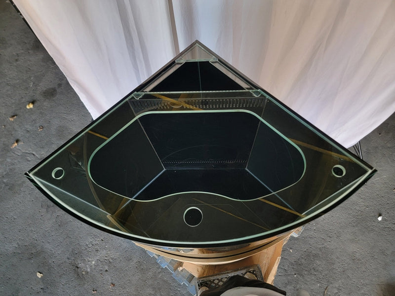 AQUA VIM *BLACK* 90g Corner 1/4 Cylinder Glass Aquarium Set in Flush Wood Furniture