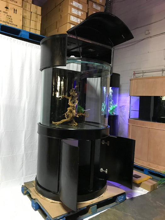 AQUA VIM 90 Gallon 3/4 Cylinder Glass Reef-Ready Aquarium Set in Abyss Black