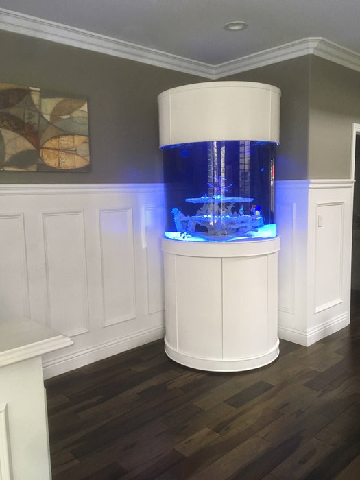 AQUA VIM 90 Gallon 3/4 Cylinder Glass Reef-Ready Aquarium Set in Tulum White