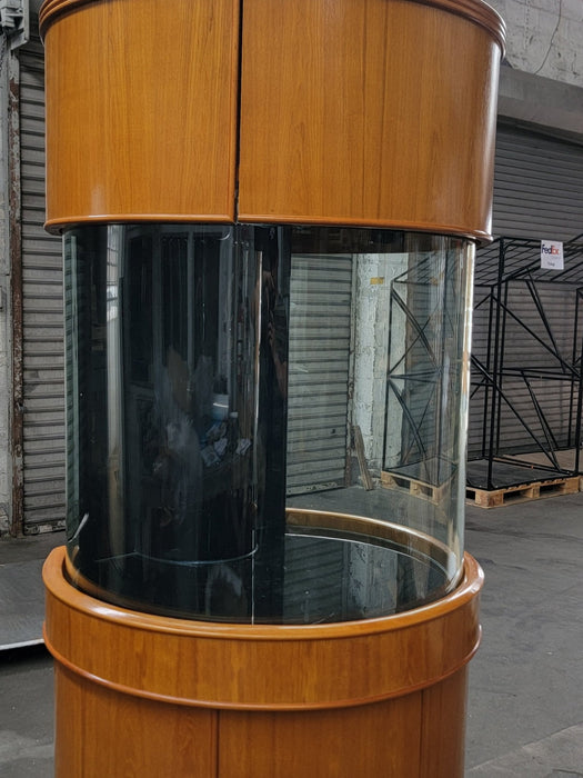 AQUA VIM 90g 3/4 Cylinder Glass Reef-Ready Aquarium in Golden Oak