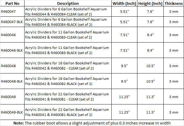 Acrylic Divider Plate for 11 Gallon Bookshelf Aquariums - BLACK