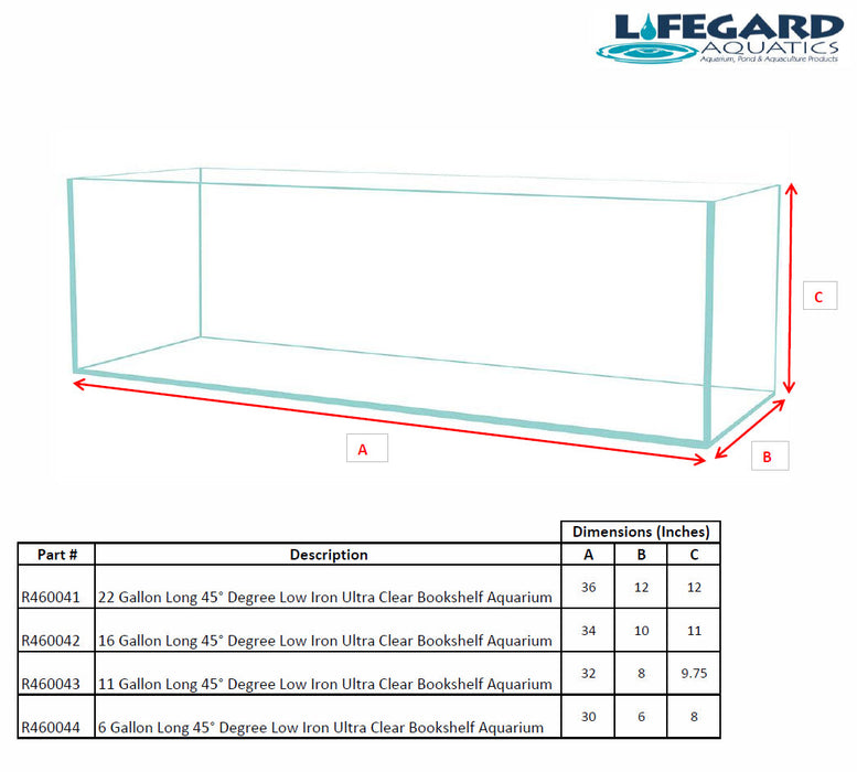 11 Gallon Long Low Iron Ultra Clear Bookshelf Aquarium 5mm Glass - 31.89" x 7.87" x 9.84"