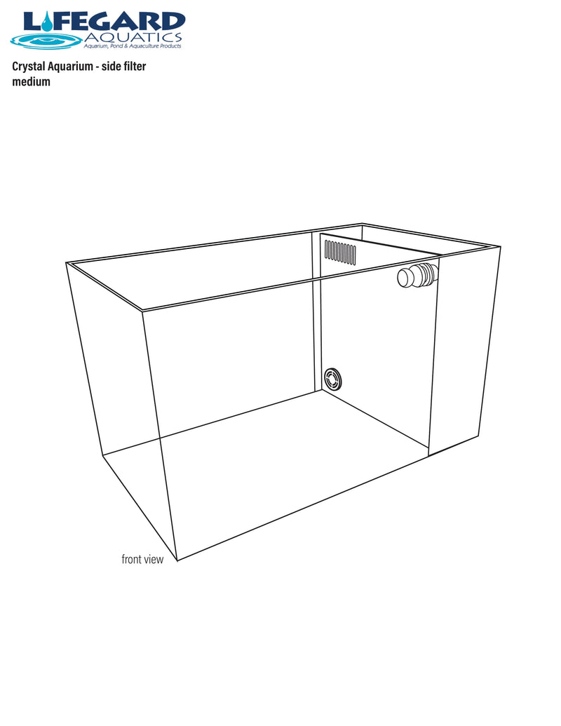 CRYSTAL Low Iron Ultra Clear Aquarium with Built in Side Filter (7.43 gallons, 17.72" x 9.84" x 9.84")