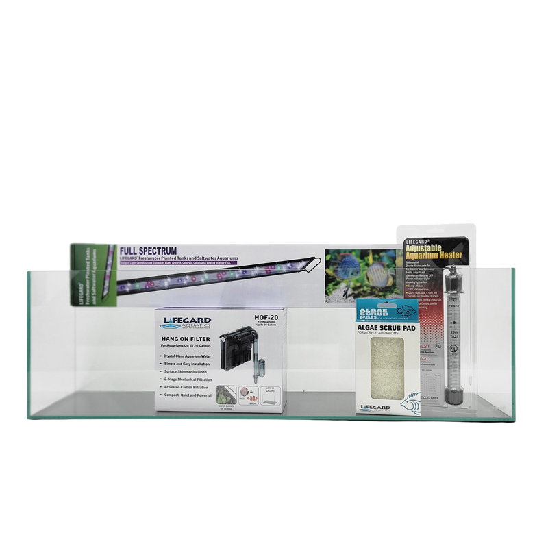 11 Gallon Clear Glass Bookshelf Aquarium Lit 5mm (31.88"x7.87"x9.84")