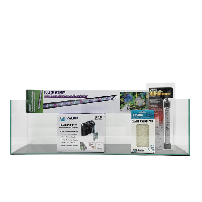 11 Gallon Ultra Low Iron Glass Bookshelf Aquarium Kit 5mm (31.88"x7.87"x9.84")