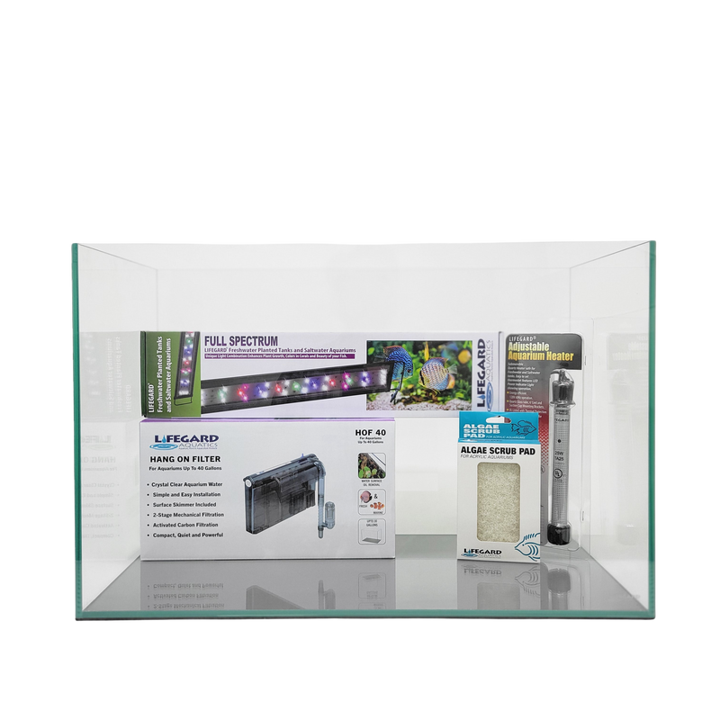 20 Gallon Rimless Clear Glass Aquarium 6mm Kit (24.40"x12.20"x15.74")