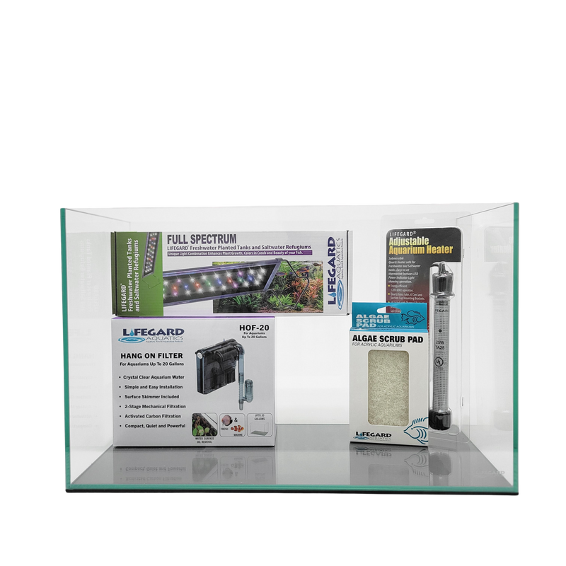 10 Gallon Rimless Clear Glass Aquarium Kit 5mm (20.07"x9.84"x12.60")