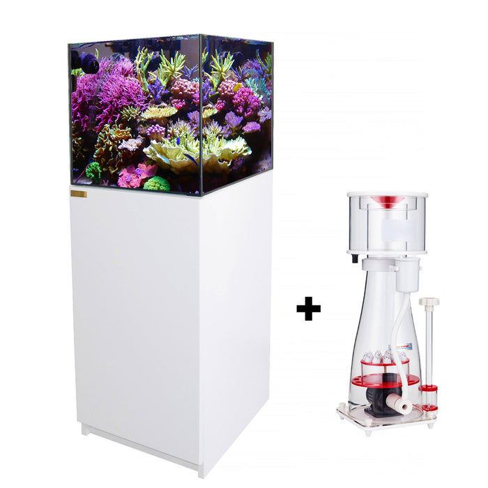 Aqua Dream 50 Gallon Coral Reef Aquarium Ultra Clear Glass Tank & Built in Sump All White