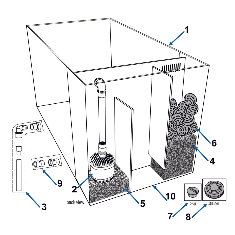 CRYSTAL Low Iron Ultra Clear Aquarium with Built in Side Filter (7.43 gallons, 17.72" x 9.84" x 9.84")