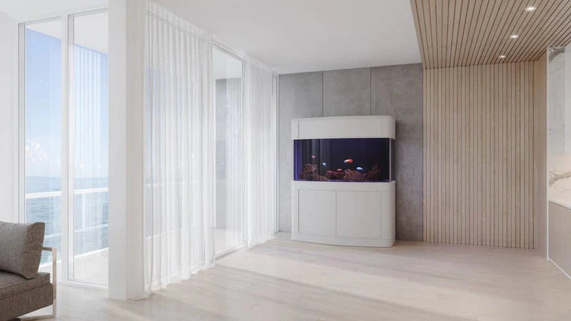 AQUA VIM 215g Seamless Glass Bowfront Reef-Ready Aquarium Set in Walnut