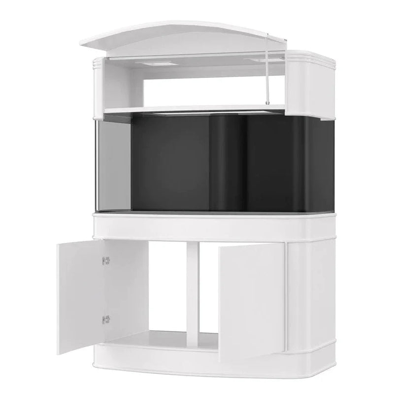 AQUA VIM 215g Seamless Glass Bowfront Reef-Ready Aquarium Set in Walnut