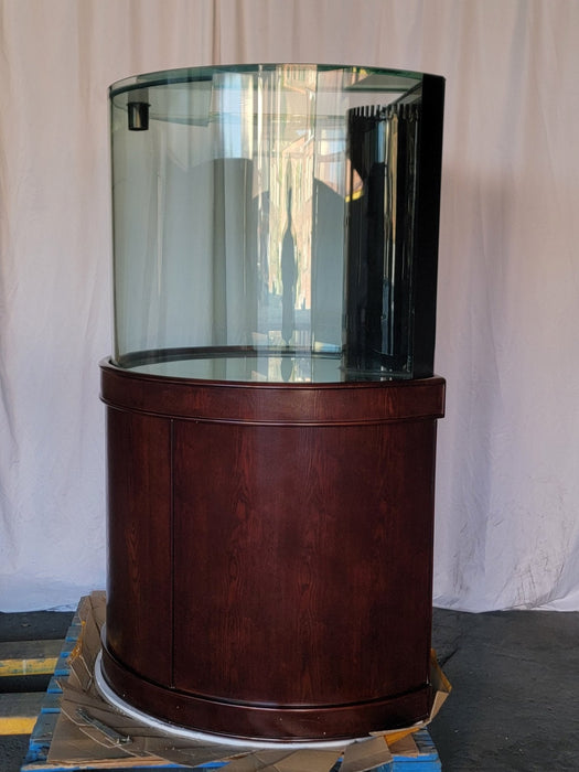 AQUA VIM Display Model 133g 3/4 Cylinder Round Glass Reef-Ready Aquarium + Sump in Rose Cherry Furniture