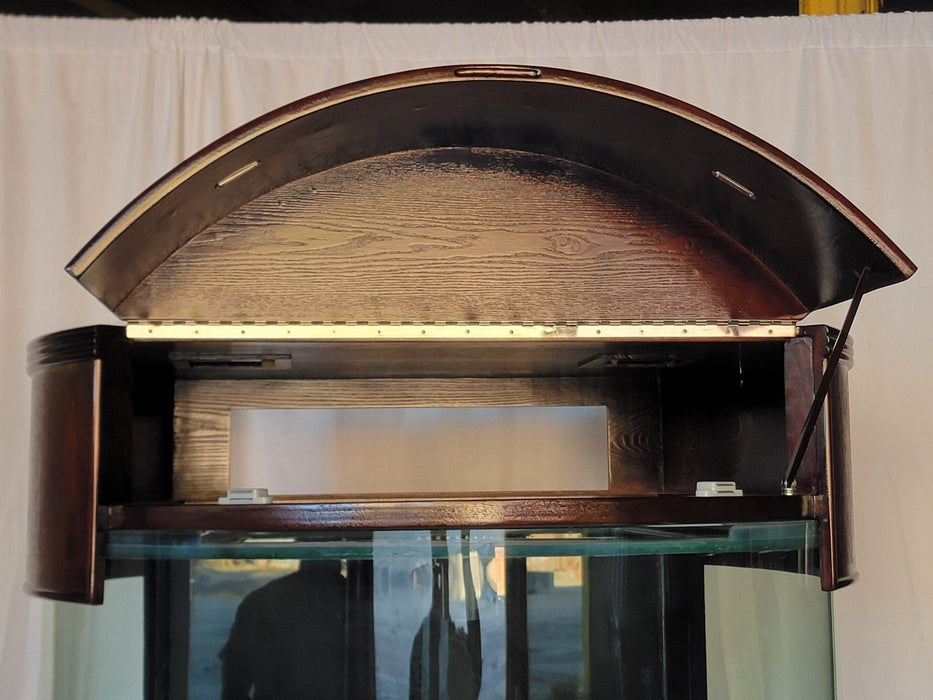 AQUA VIM Display Model 133g 3/4 Cylinder Round Glass Reef-Ready Aquarium + Sump in Rose Cherry Furniture