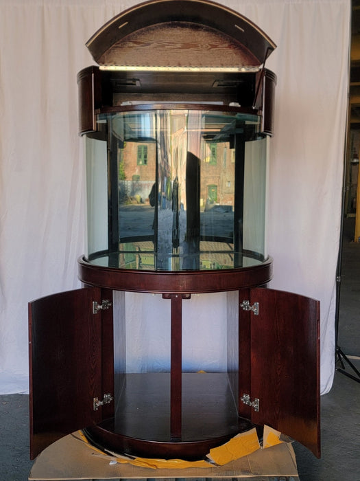 AQUA VIM Display Model 133g 3/4 Cylinder Round Glass Reef-Ready Aquarium + Sump in Rose Cherry Furniture