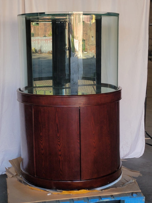 AQUA VIM Display Model 133g 3/4 Cylinder Round Glass Reef-Ready Aquarium + Sump in Rose Cherry Furniture