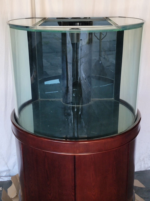AQUA VIM Display Model 133g 3/4 Cylinder Round Glass Reef-Ready Aquarium + Sump in Rose Cherry Furniture