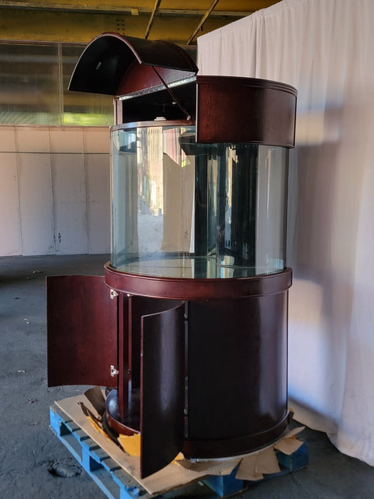 AQUA VIM Display Model 133g 3/4 Cylinder Round Glass Reef-Ready Aquarium + Sump in Rose Cherry Furniture